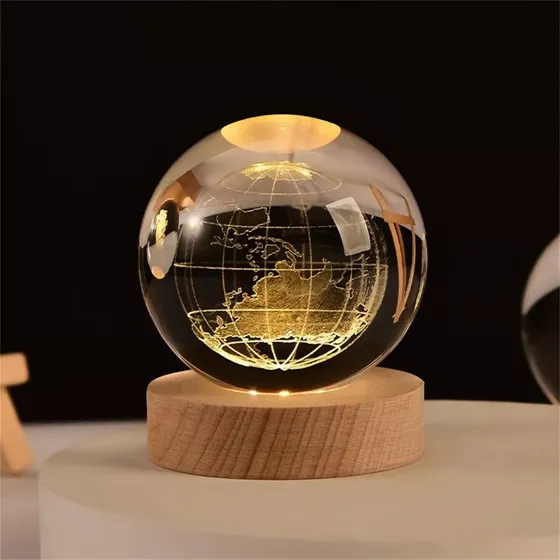 2024 Luz Nocturna Cristal Esfera Planeta Luna Led