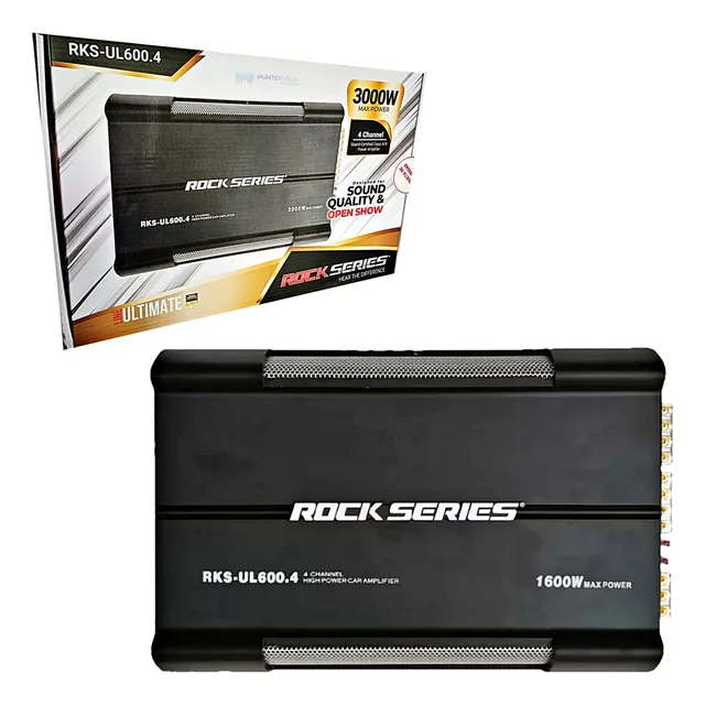 Amplificador 4 Canales Rock Series Rks-ul600.4 3000 Watts Color Negro