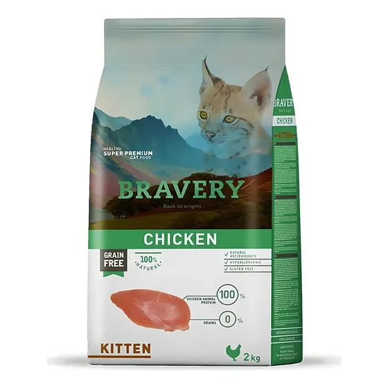Alimento Bravery Chicken Kitten 2kg | Cuotas sin interés