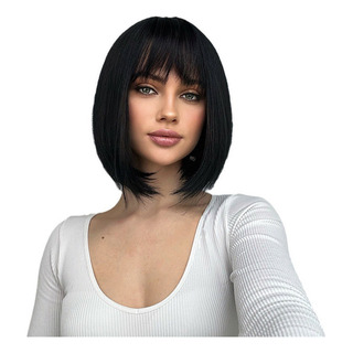 Peluca Corta Y Recta Con Flequillo Para Mujer Peluca Corta Y Recta Con Flequillo Para Mujer