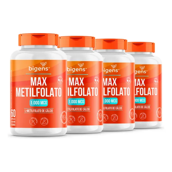 Kit 4x Max Metilfolato 1000mcg L-metil Folato 60cps, Bigens