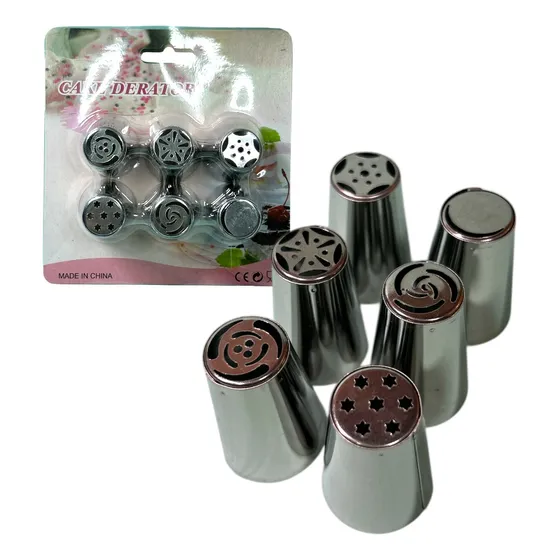 Set X6 Picos Rusos Repostería Boquillas Buttercream Flores