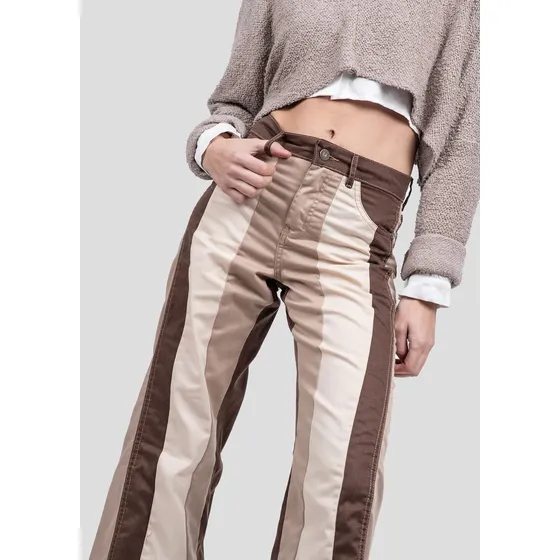 Pantalon Tipo Jeans Color Beige Y Marrón Marca Lolita&poket 