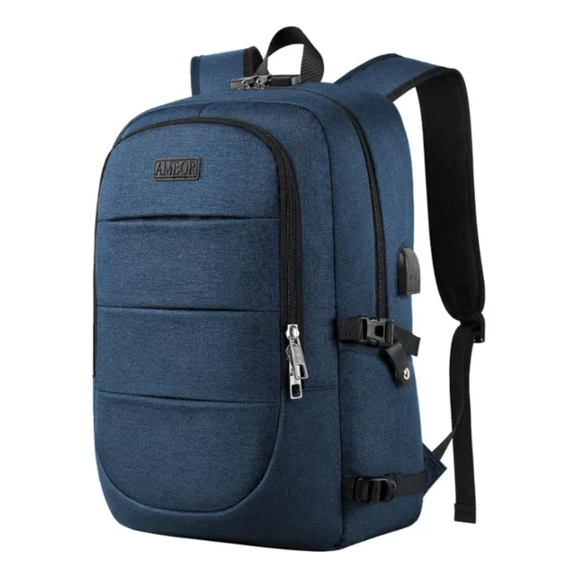 Mochila Antirrobo Con Bolsas Azul Azul Marino Liso
