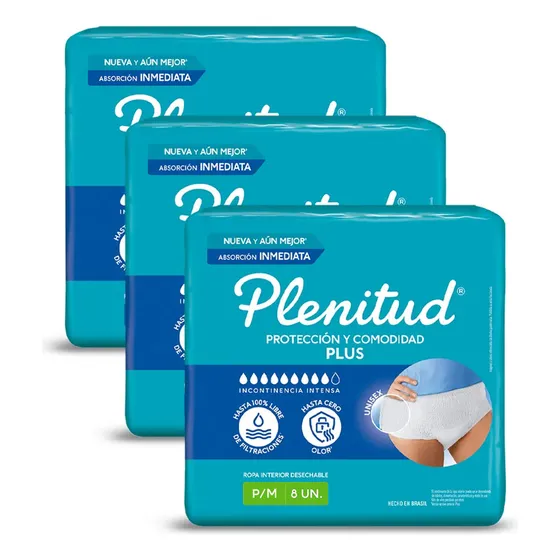 Ropa Interior Plenitud Protect Plus X 8 Unidades Pack X 3 Talle pequeño mediano