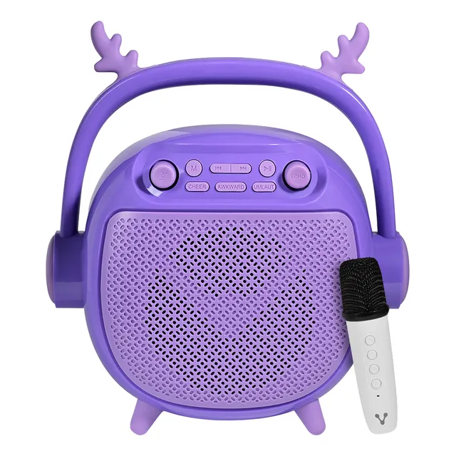 Bocina Bluetooth Vorago BSP-205 para Niños | Micrófono Inalámbrico, Luces LED, Karaoke, Efectos de Voz, Bluetooth 5.3, USB Tipo-C, Sonido Potente, Ideal Fiestas Infantiles Color Purpura