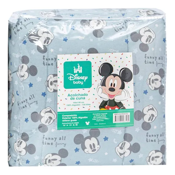 Acolchado Cuna 130 Hilos Mickey 100 X 140 Cm 100% Algodón