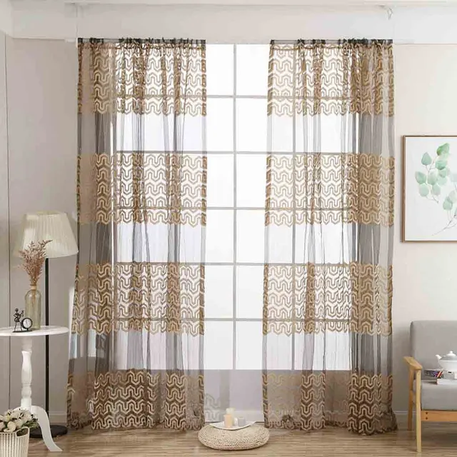 New Cortina Transparente Con Hojas De Tul For Ventanas,