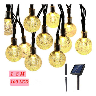 12m Guirnalda Luces Solar 100 Foco Exterior Jardín 8 Modos 12m Guirnalda Luces Solar 100 Foco Exterior Jardín 8 Modos