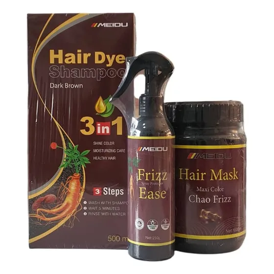 Kit Shampoo Cubrecanas+mask Anti Frizz+spray Antifrizz Meidu