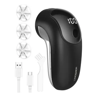 Máquina Eléctrica Removedora De Pelusa Recargable Portátil,1200mah Quita Pelusa Con 3 Cabezales De Repuesto,3... Negro
