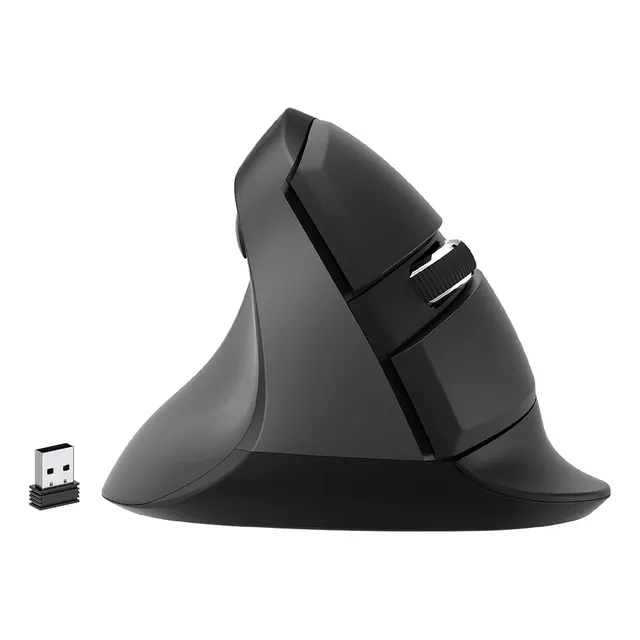 Mouse vertical inalámbrico recargable Delux M618 Mini jet black