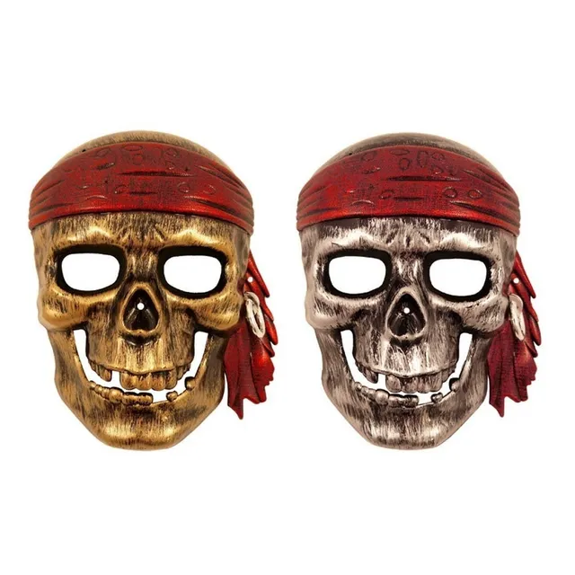 Mascara Plastica De Cotillon De Calavera Pirata Dorada