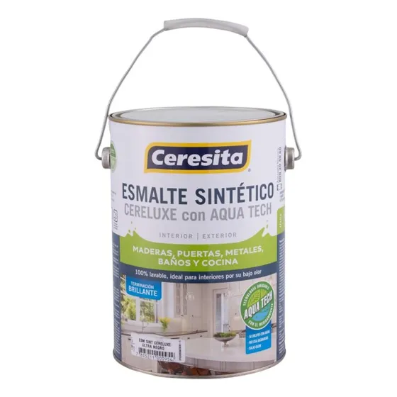 Esmalte Sint. 1 Galon Cereluxe Aquatech Negro Ceresita