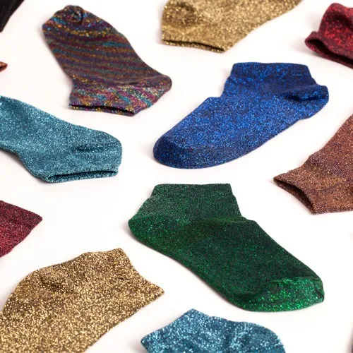 Soquetes Corto De Lurex (glitter) X  6 Pares Surtido Art 729