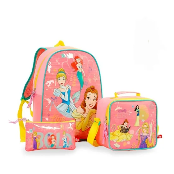 Combo Escolar Princesas Morral Lonchera Y Cartuchera Capi