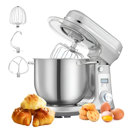 Batidora De Cocina Eléctrica Acero Inoxidable 6l 1200w Plateado