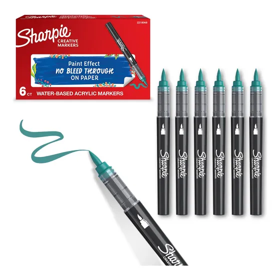Pack X6 Marcadores ‎Acrílicos 2218124 Punta Pincel Verde Sharpie