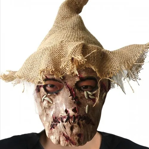 Mascara De Espantapajaros Con Sombrero De Latex Disfraz Color Claro