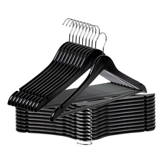 Percha Madera Premium Pack X20 Laquedas Negras Gancho Metal Percha Madera Premium Pack X20 Laquedas Negras Gancho Metal