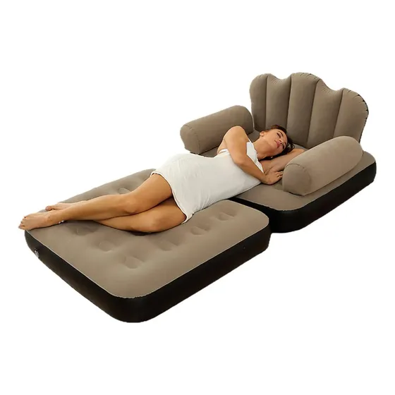 Sillón Cama Inflable 1 Cuerpo 100x88x90cm Beige/gris