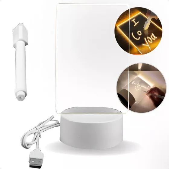 Luminaria De Mesa Led Lousa Escrever Caneta Quadro Anotações