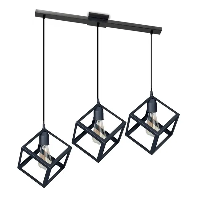 Colgante 3 Luces Cubo + 1 Regleta Riel Techo Iluminacion