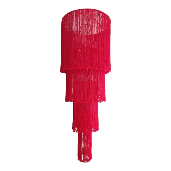 Lampara Roja De 80 Cm Diámetro X 2.10 De Largo Hilo Algodón.