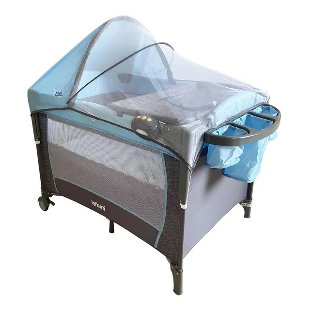 Cuna Corral Colecho Infanti Ariel Tela Brilla Color Azul