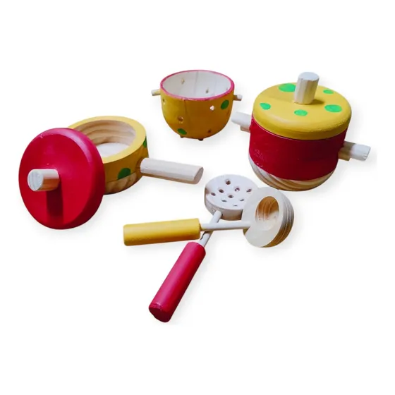 Set Juego Cocina Madera Olla Sartén Juguete Didácticos
