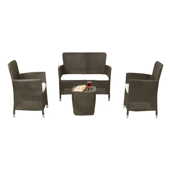 Combo Set De Mesa + 3 Silla De Jardin Rattan Terraza Capri