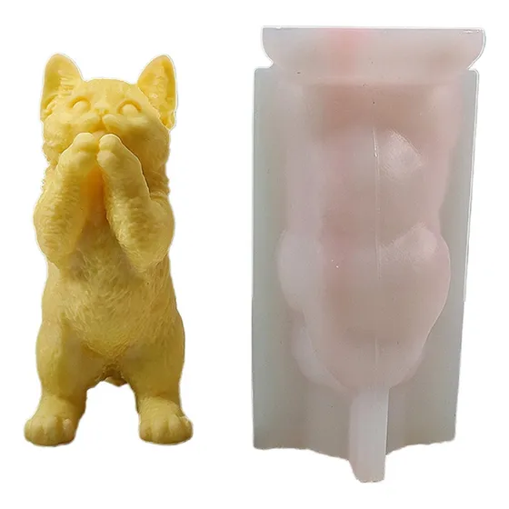 . (t) Molde De Vela, Molde De Silicone Em Forma De Gato 3d