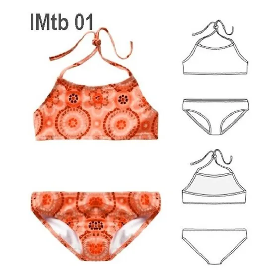 Molde, Patrón Bikini Niña, Espalda Sin Abertura (tipo Peto).