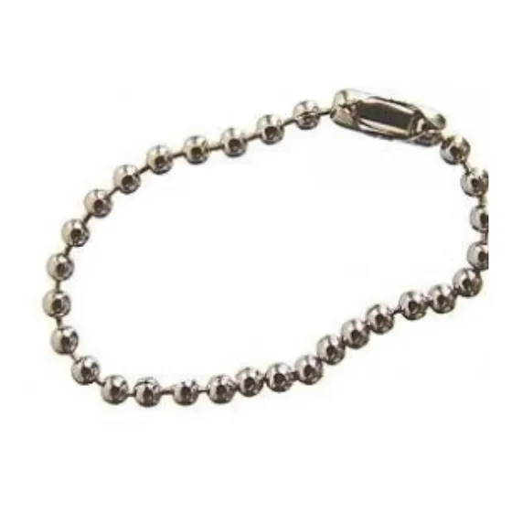 100 Cadenas Bolitas 2,4mm  X 10cm. Con Canoa Niquelada