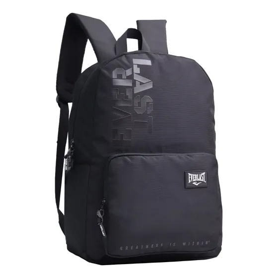 Mochila Everlast Urbana 17 PuLG Resistente Acolchonada Color Negro Diseño De La Tela Lisa