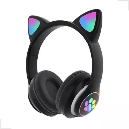 Fone De Ouvido Over-ear Gamer Sem Fio Cat Com Luz Led Cor Verde