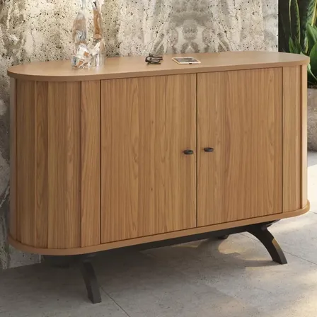 Buffet Aparador Curvo Mdf 130cm 2 Portas Tb289 Preto
