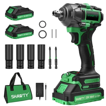 Chave De Impacto Shawty Com Bateria 20V 1/2" E 1/4" Sem Fio - Verde-Musgo