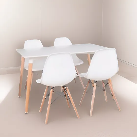 Juego De Comedor Eames: Mesa Rectangular Y 4 Sillas