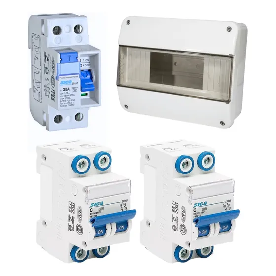 Kit 2 Térmicas 10a32amp + 1 Disyuntor 25amp + Caja 8 Modulo