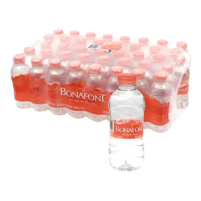 40 Pack Botellas Mini Agua Natural Purificada Bonafont 330 M