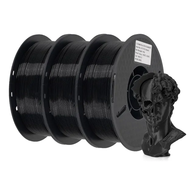 3kg/lote Kingroon Pla Filamento Para Impresora 3d 1.75mm Color Negro