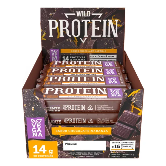 Barritas Wild Protein Vegana Chocolate Naranja 16 unidades