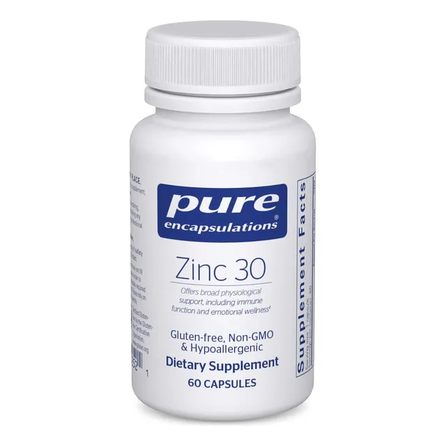 Zinc 30 Mg Pure Encapsulations 60 Cápsulas Sabor Sin Sabor
