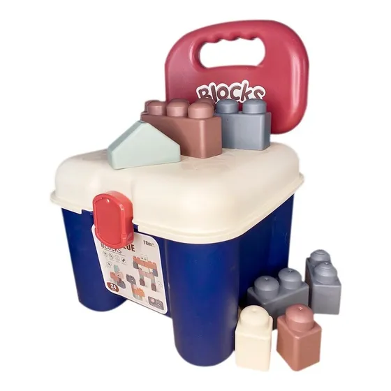 Set De Cubos Armables Con Banquito Para Guardar 24 Piezas 