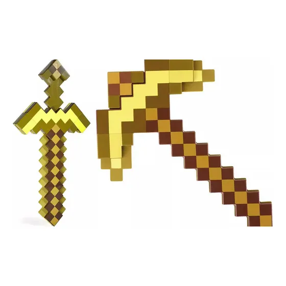 Minecraft Diamond Sword Picareta 2em1 Brinquedo Com Vários