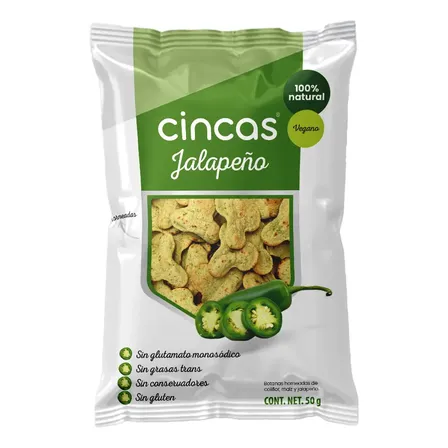 Cincas Jalapeño - Chips De Totopos De Coliflor (50 G) Cinca