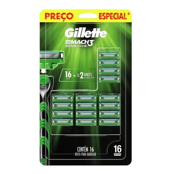 Carga Gillette Mach3 Sensitive - 16 Cargas
