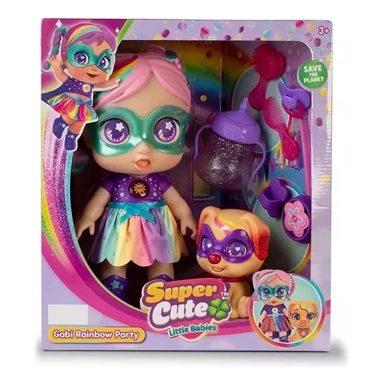Muñeca Super Cute Gabi Rainbow Party C/mascota Y Accesorios
