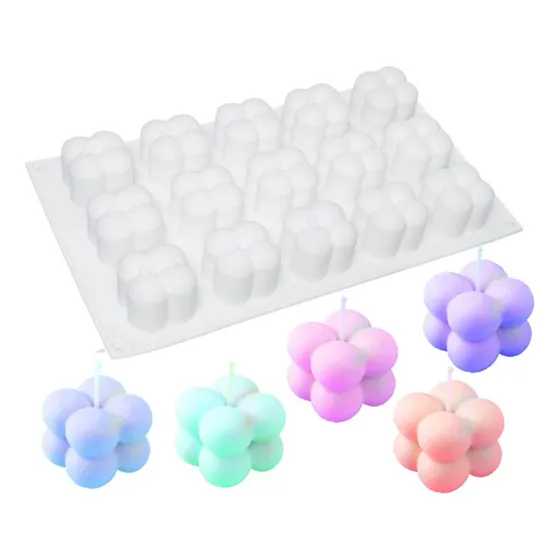 Molde De Silicon Burbuja Pequeña Para Velas 15 Cavidades